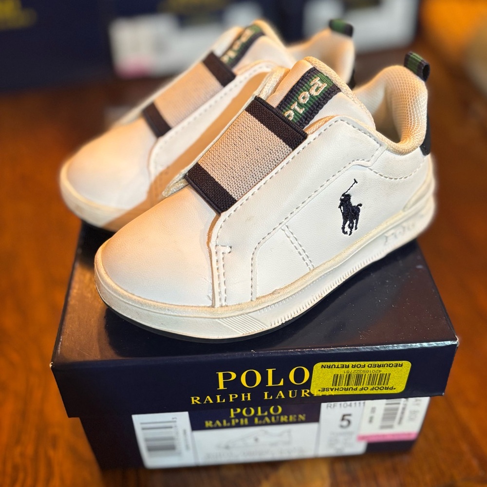 Polo by Ralph Lauren White/ Green/ Navy Heritage Court 11 Slip On